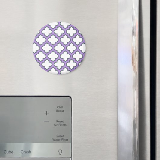 Aimant Trellis blanc et violet, treillis, Quatrefoil (In situ (réfrigérateur))