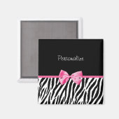 Aimant Trendy Black And White Zebra Print Rose Ribbon (Recto/Verso)