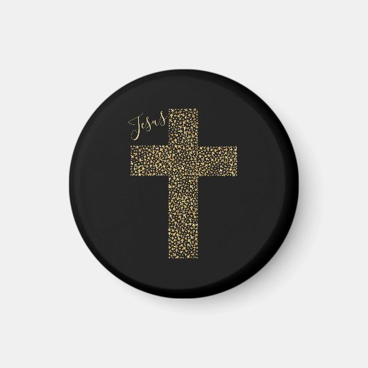 Aimant Trendy Jesus Gold Cross Black (Devant)