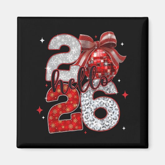 Aimant Trendy New Year’s Eve Hello 2026 Happy New Year Fa (Devant)