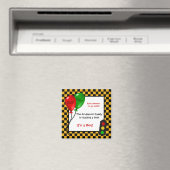 Aimant Trendy Race Car Checkers Baby shower garçon (In Situ (Lave-vaisselle))