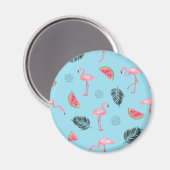 Aimant Trendy Tropical Flamingo & Watermelon Pattern (Recto/Verso)