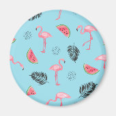 Aimant Trendy Tropical Flamingo & Watermelon Pattern (Devant)