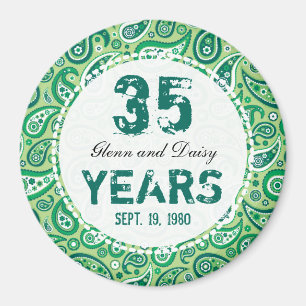 Aimant trente-cinquième Motif de Paisley d'anniversaire