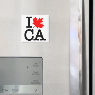 Aimant Très Poli Feuille d'Érable Rouge Noir J'Aime Canad