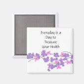 Aimant Trésoriser Ma Santé Fleurs Violettes (Recto/Verso)