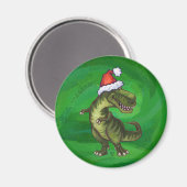 Aimant TRex à Santa Hat sur Green (Recto/Verso)