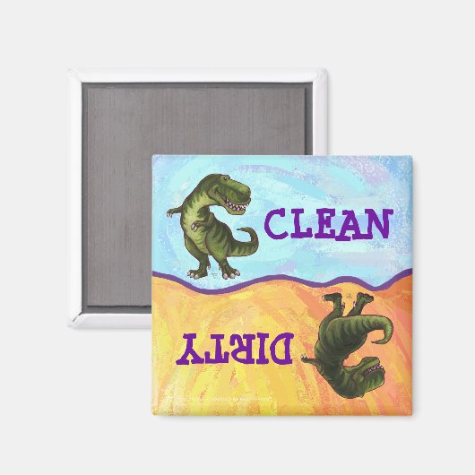 Aimant TRex Dino Têtes et Queues Lave-vaisselle sale prop (Recto/Verso)