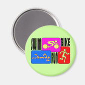 Aimant TRI Triathlon natation Vélo course BRILLANT Carré  (Recto/Verso)