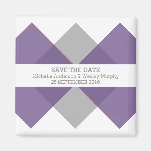 Aimant Triade géométrique gris violet Enregistrer l'aiman (Devant)