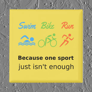 Aimant Triathlon nage course de vélos citer sports