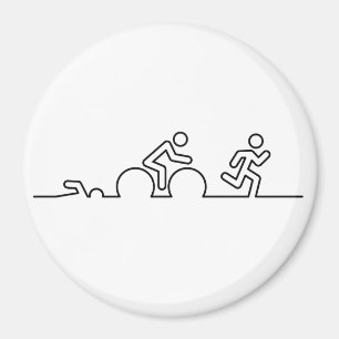 Aimant Triathlon. Natation, cyclisme et course.