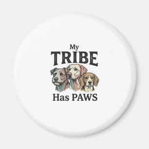 Aimant Tribu de chiens a des pattes dessin de gravure vin