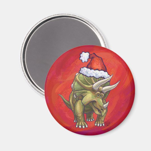 Aimant Tricératops Noël En Rouge (Recto/Verso)