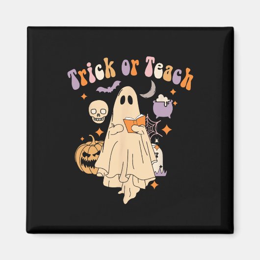 Aimant Trick Ou Enseigner Super Enseignant Halloween Retr (Devant)