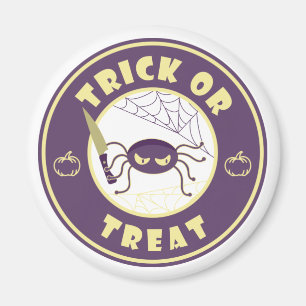 Aimant Trick ou traiter l'araignée halloween style Starbu