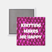 Aimant Tricot Me Rend Heureux Le Fil Rose (Recto/Verso)