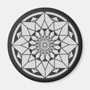 Aimant Tricot Star Mandala noir et blanc