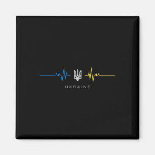 Aimant Trident ukrainien Drapeau Battement de coeur - Je