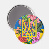 Aimant Trident ukrainien et drapeau de l'Ukraine avec des (Recto/Verso)