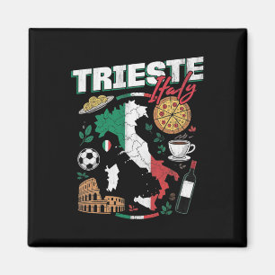Aimant Trieste Italie Italia Drapeau Italien Carte Souven