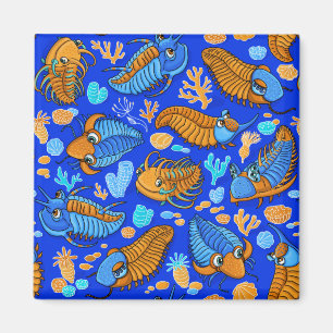 Aimant Trilobites on dark blue background (kids pattern)