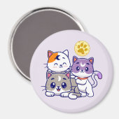 Aimant Trio adorable - Trois chats mignons (Recto/Verso)