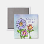 Aimant Trio coloré à Doodle Flower (Recto/Verso)