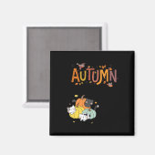 Aimant Trio Cute Citrouille Chats Bonjour Automne Automne (Recto/Verso)