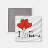 Aimant Trio de Ballons du Coeur Rouge J'aime mon mari (Recto/Verso)