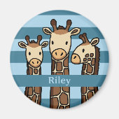 Aimant Trio de Giraffe Bébé mignonne, Ajouter le nom de l (Devant)