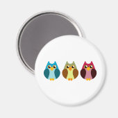 Aimant Trio de hibou coloré (Recto/Verso)