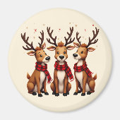 Aimant Trio de rennes de Noël mignon avec des carreaux (Devant)