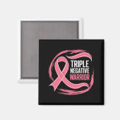 Aimant Triple Negative Warrior Ruban Rose Cancer du Sein (Recto/Verso)