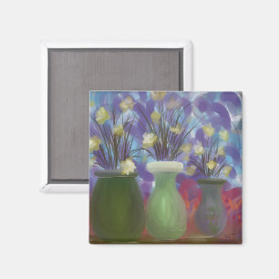 Aimant Triple Vase Bouquet Art original