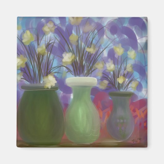 Aimant Triple Vase Bouquet Art original (Devant)