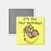 Aimant Triplets 1er - Deux filles Un garçon Tshirts et ca (Recto/Verso)