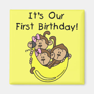 Aimant Triplets 1er - Deux filles Un garçon Tshirts et ca