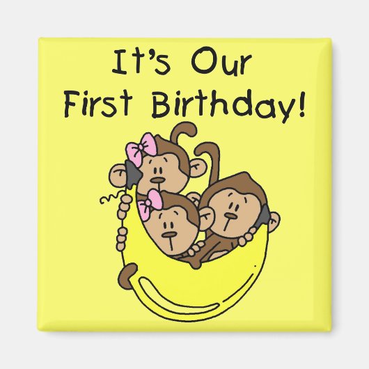 Aimant Triplets 1er - Deux filles Un garçon Tshirts et ca (Devant)