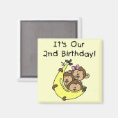 Aimant Triplets 2e - Deux garçons / Un tee-shirt fille (Recto/Verso)