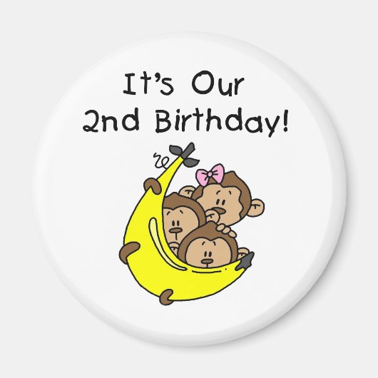 Aimant Triplets 2e - Deux garçons / Un tee-shirt fille (Devant)