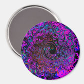 Aimant Trippy Black et Magenta Retro Liquid Swirl (Recto/Verso)