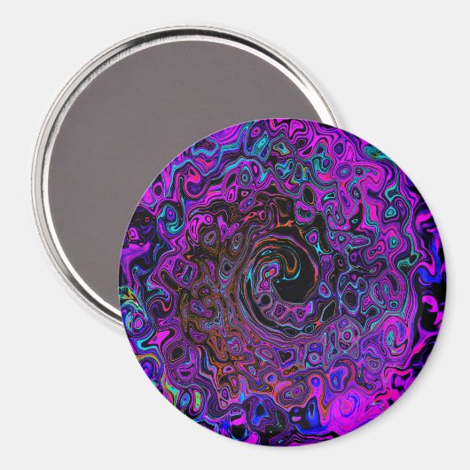 Aimant Trippy Black et Magenta Retro Liquid Swirl (Recto/Verso)
