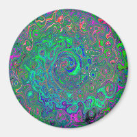 Trippy Chartreuse et Blue Retro Liquid Swirl