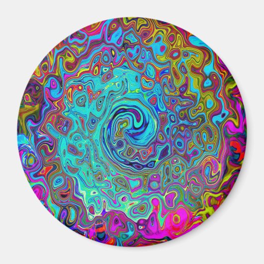 Aimant Trippy Sky Blue Abstrait Retro Liquid Swirl (Devant)