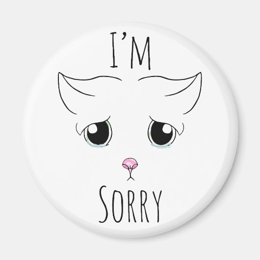 Aimant Triste visage de chat : Je suis désolé (Devant)