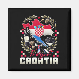 Aimant Trogir Croatie Souvenir Drapeau Croate Carte