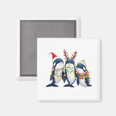 Aimant Trois baleines portent le chapeau de Noël (Recto/Verso)