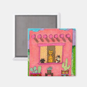 Aimant Trois chats dans Adobe House rose (Recto/Verso)
