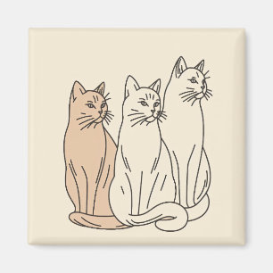 Aimant Trois chats minimaliste ligne art